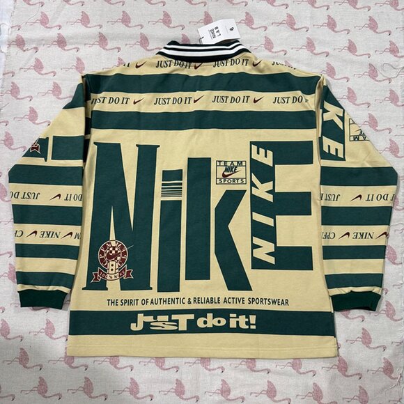 Nike Long-Sleeved Polo Shirt With Cream Green Lapel - Picture 5 of 5